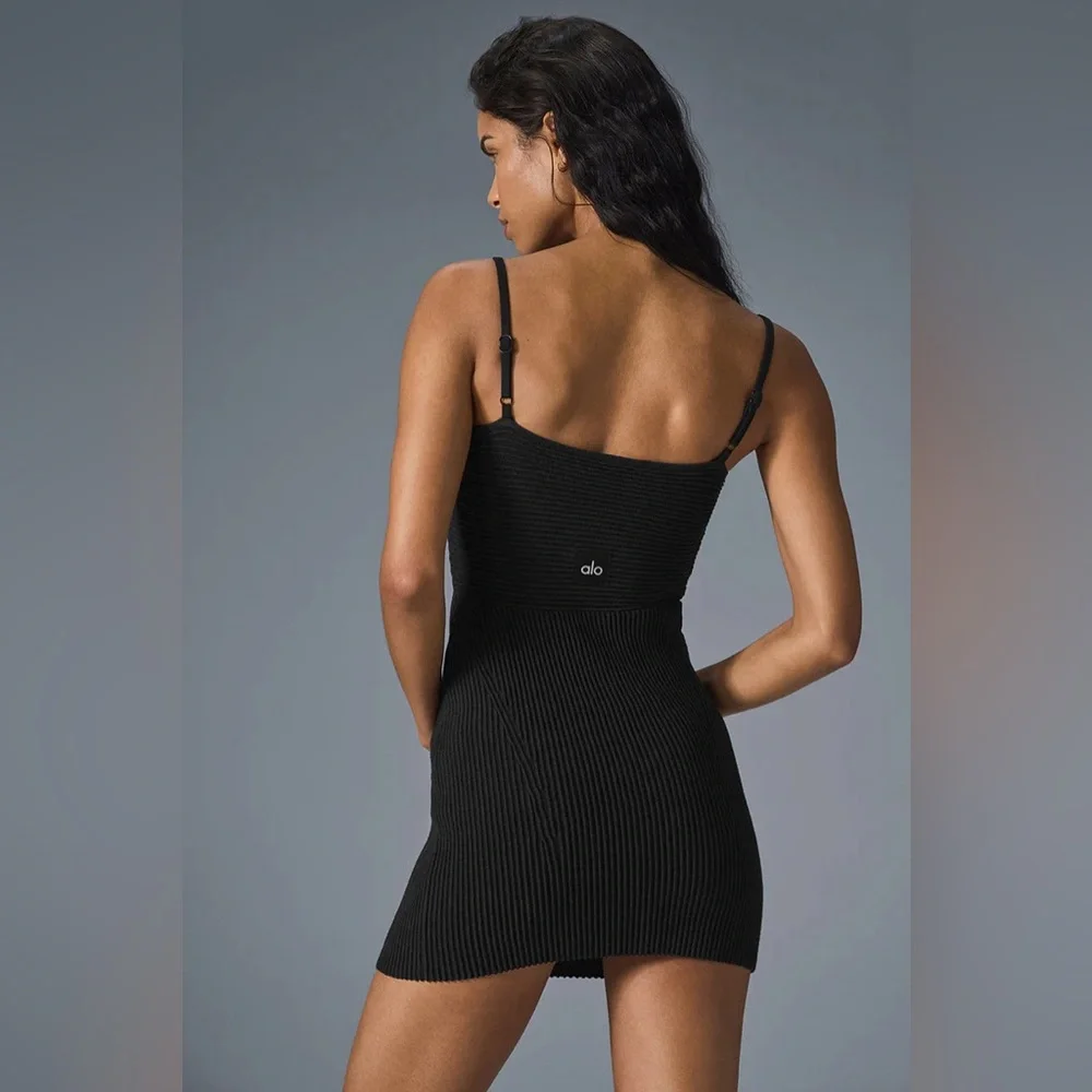 ALO YOGA | ✨NEW✨ Denim Knit Mini Dress in Black/Anthracite